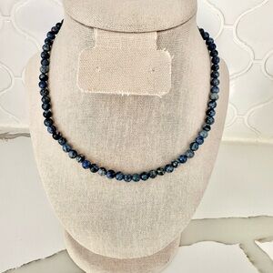 Vintage Lapis Lazuli Stone Beaded 14k Gold Filled Clasp Necklace